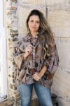 Womens, Vintage Sari Amira blouse - silk - black, gingham floral - Lily