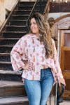 Womens, Vintage Sari Amira blouse - silk - soft pink paisley - Alina