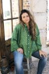 Womens, Vintage Sari Amira blouse - cotton - vivid psychedelic green - Juniper