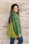 Womens, Vintage Sari Amira blouse - cotton - vivid psychedelic green - Juniper