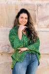 Womens, Vintage Sari Amira blouse - cotton - vivid psychedelic green - Juniper