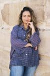 Womens, Vintage Sari Amira blouse - cotton - Gingham, royal blue - Julie