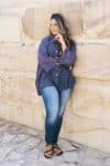 Womens, Vintage Sari Amira blouse - cotton - Gingham, royal blue - Julie