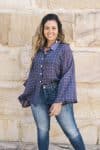 Womens, Vintage Sari Amira blouse - cotton - Gingham, royal blue - Julie