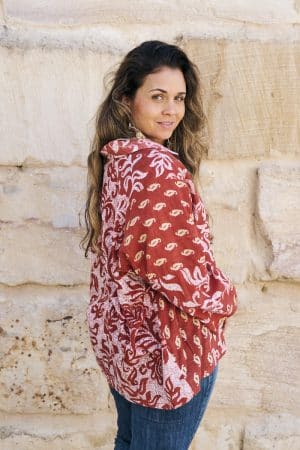 Womens, Vintage Sari Amira blouse - cotton - 70's island style - Kauai