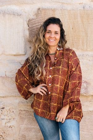 Womens, Vintage Sari Amira blouse - silk - golden red - Marie