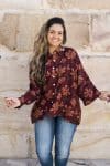 Womens, Vintage Sari Amira blouse - silk - rustic floral - Flores