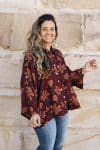 Womens, Vintage Sari Amira blouse - silk - rustic floral - Flores