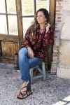 Womens, Vintage Sari Amira blouse - silk - rustic floral - Flores