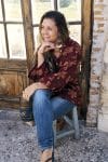 Womens, Vintage Sari Amira blouse - silk - rustic floral - Flores