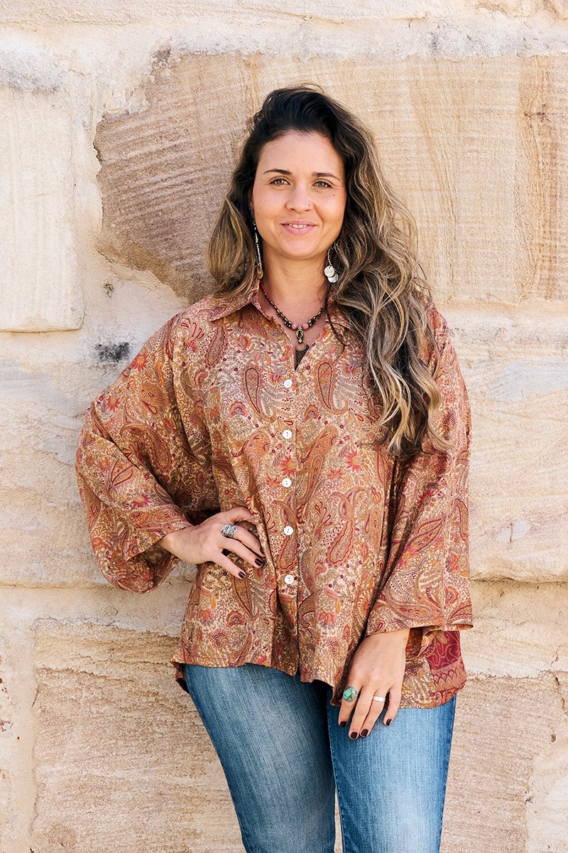 Womens, Vintage Sari Amira blouse - silk - paisley - Wanderlust