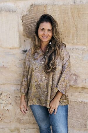 Womens, Vintage Sari Amira blouse - silk - earth tones - Nala