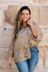 Womens, Vintage Sari Amira blouse - silk - earth tones - Nala