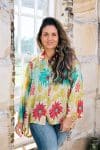 Womens, Vintage Sari Amira blouse - silk - spring floral - Lucie