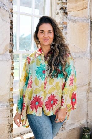 Womens, Vintage Sari Amira blouse - silk - spring floral - Lucie