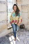 Womens, Vintage Sari Amira blouse - silk - spring floral - Lucie