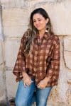Womens, Vintage Sari Amira blouse - wool/silk - brown check - Arabica