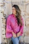 Womens, Vintage Sari Amira blouse - silk - hot pink - Alegra
