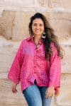 Womens, Vintage Sari Amira blouse - silk - hot pink - Alegra