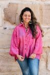 Womens, Vintage Sari Amira blouse - silk - hot pink - Alegra