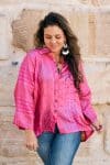 Womens, Vintage Sari Amira blouse - silk - hot pink - Alegra
