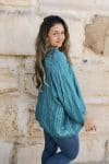 Womens, Vintage Sari Amira blouse - wool/silk - Aqua blue - Ocean