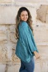 Womens, Vintage Sari Amira blouse - wool/silk - Aqua blue - Ocean