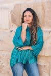Womens, Vintage Sari Amira blouse - wool/silk - Aqua blue - Ocean