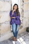 Womens, Vintage Sari Amira blouse - wool/silk - Purple - Violet