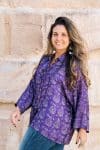 Womens, Vintage Sari Amira blouse - wool/silk - Purple - Violet