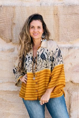 Womens, Vintage Sari Amira blouse - wool/silk - Birds - Hazel
