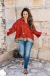 Womens, Vintage Sari Amira blouse - wool/silk - Saffron - Gaia