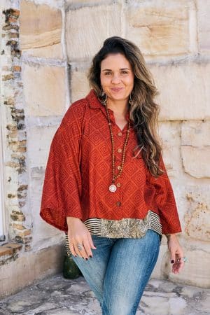Womens, Vintage Sari Amira blouse - wool/silk - Saffron - Gaia