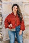 Womens, Vintage Sari Amira blouse - wool/silk - Saffron - Gaia