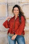 Womens, Vintage Sari Amira blouse - wool/silk - Saffron - Gaia