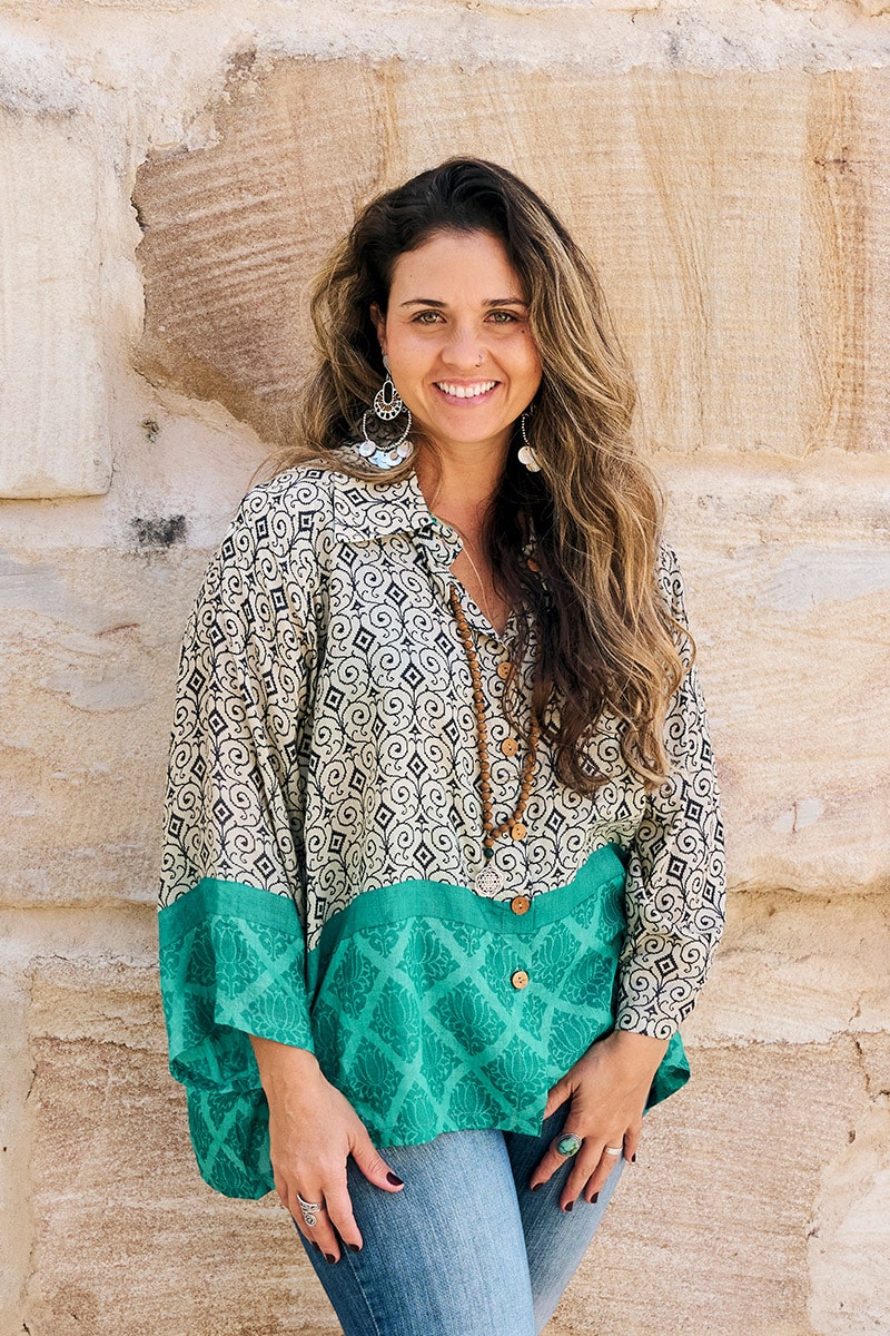 Womens, Vintage Sari Amira blouse - wool/silk - Maldives
