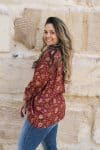 Womens, Vintage Sari Amira blouse - wool/silk - Maroon - Flora