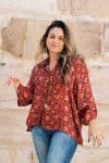 Womens, Vintage Sari Amira blouse - wool/silk - Maroon - Flora