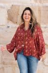 Womens, Vintage Sari Amira blouse - wool/silk - Maroon - Flora
