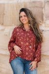 Womens, Vintage Sari Amira blouse - wool/silk - Maroon - Flora