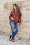 Womens, Vintage Sari Amira blouse - wool/silk - Maroon - Flora