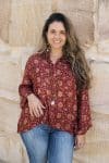 Womens, Vintage Sari Amira blouse - wool/silk - Maroon - Flora