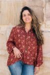 Womens, Vintage Sari Amira blouse - wool/silk - Maroon - Flora