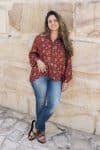 Womens, Vintage Sari Amira blouse - wool/silk - Maroon - Flora