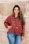 Womens, Vintage Sari Amira blouse - wool/silk - Maroon - Flora