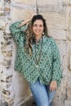 Womens, Vintage Sari Amira blouse - wool/silk - Green - Tilly