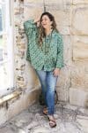 Womens, Vintage Sari Amira blouse - wool/silk - Green - Tilly