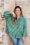 Womens, Vintage Sari Amira blouse - wool/silk - Green - Tilly