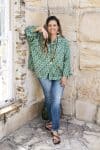 Womens, Vintage Sari Amira blouse - wool/silk - Green - Tilly