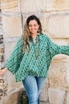 Womens, Vintage Sari Amira blouse - wool/silk - Green - Tilly